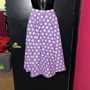 Hell Bunny Lavender Polka Dot Midi Skirt